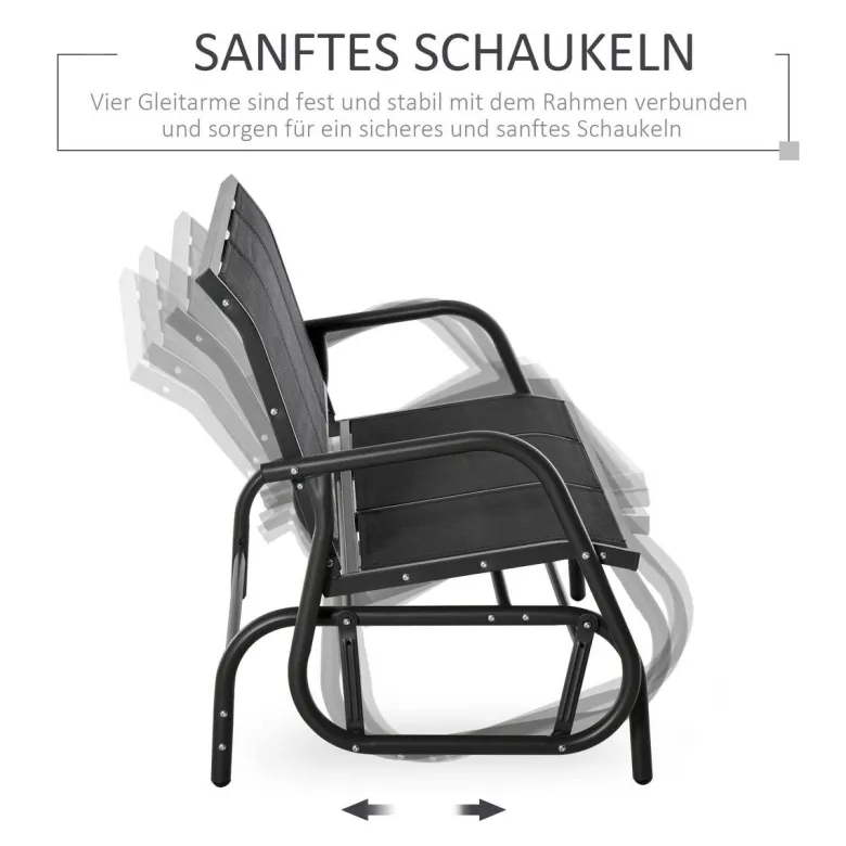 Outsunny Schaukelbank schwarz Metall B/H/L: ca. 75x85x151 cm
