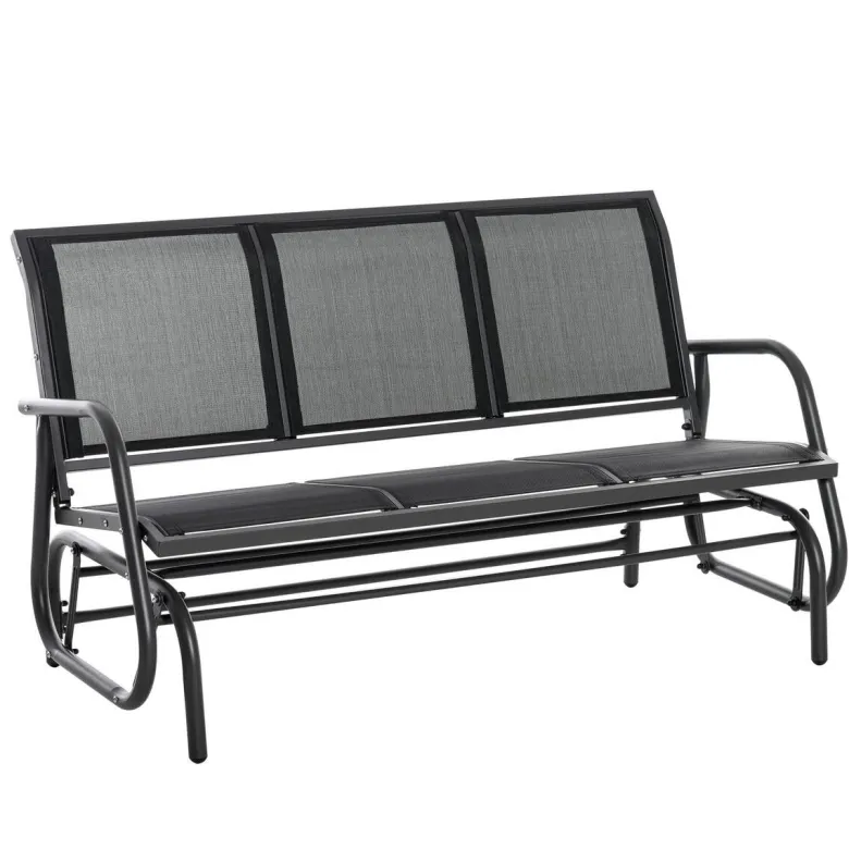 Outsunny Schaukelbank schwarz Metall B/H/L: ca. 75x85x151 cm