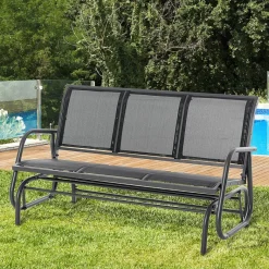 Outsunny Schaukelbank schwarz Metall B/H/L: ca. 75x85x151 cm