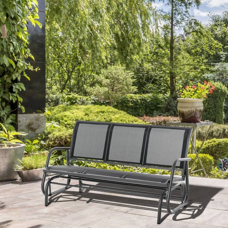 Outsunny Schaukelbank schwarz Metall B/H/L: ca. 75x85x151 cm