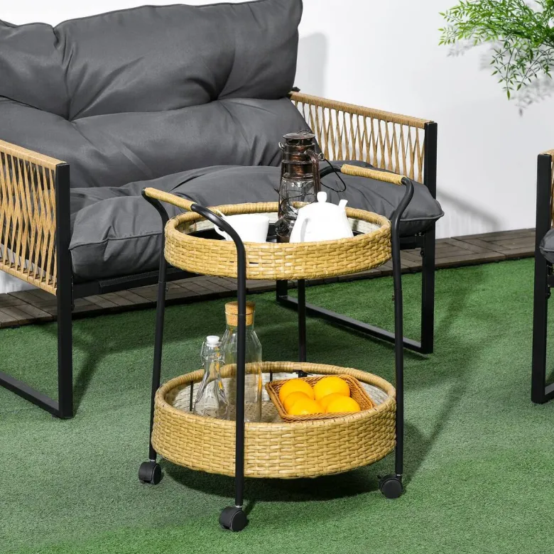 Outsunny Servierwagen gelb Edelstahl B/H/L: ca. 50x50x66 cm