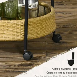 Outsunny Servierwagen gelb Edelstahl B/H/L: ca. 50x50x66 cm