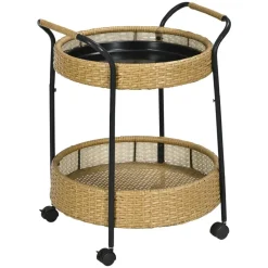 Outsunny Servierwagen gelb Edelstahl B/H/L: ca. 50x50x66 cm