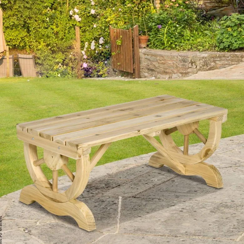 Outsunny Sitzbank natur Holz B/H/L: ca. 50x40x98 cm
