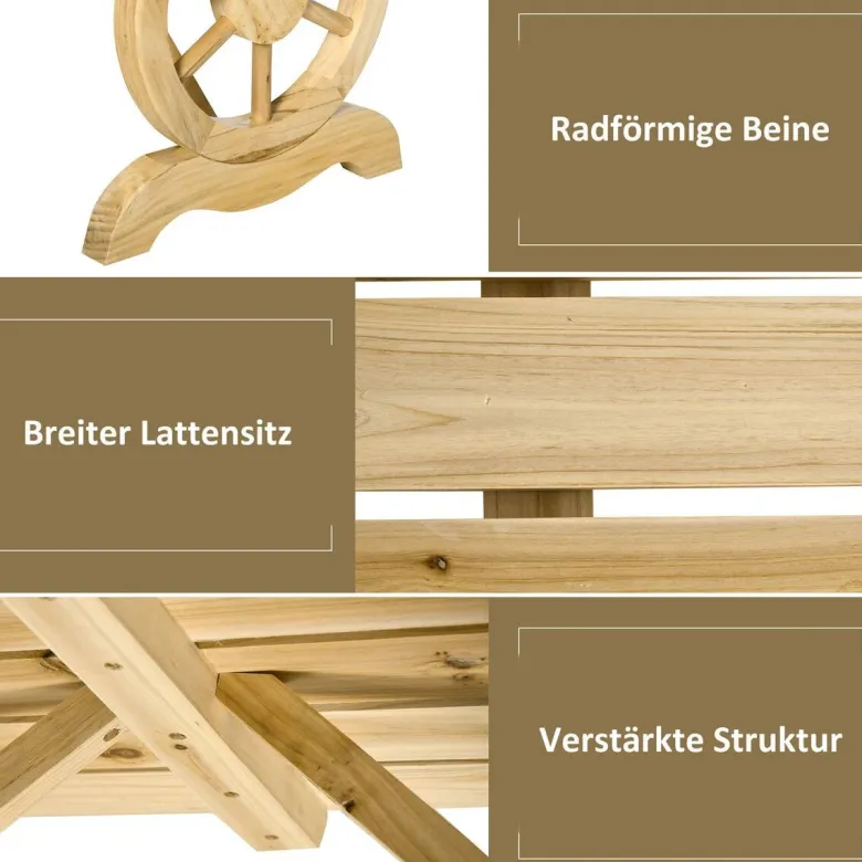 Outsunny Sitzbank natur Holz B/H/L: ca. 50x40x98 cm
