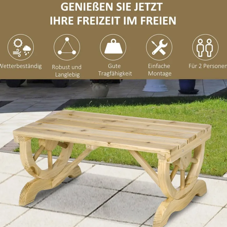 Outsunny Sitzbank natur Holz B/H/L: ca. 50x40x98 cm