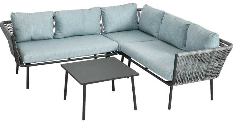 Outsunny Sitzgruppe blau Aluminium B/H/L: ca. 71x120x65 cm