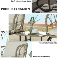 Outsunny Sitzgruppe creme Edelstahl B/H/L: ca. 82x63x75 cm