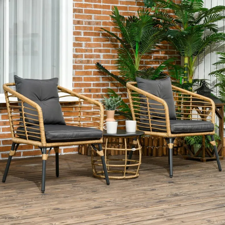 Outsunny Sitzgruppe dunkelgrau Edelstahl B/H/L: ca. 65x62x78 cm