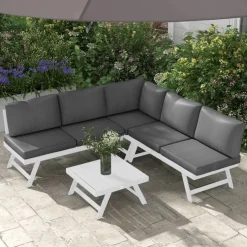 Outsunny Sitzgruppe grau Edelstahl B/H/L: ca. 61x115x65 cm