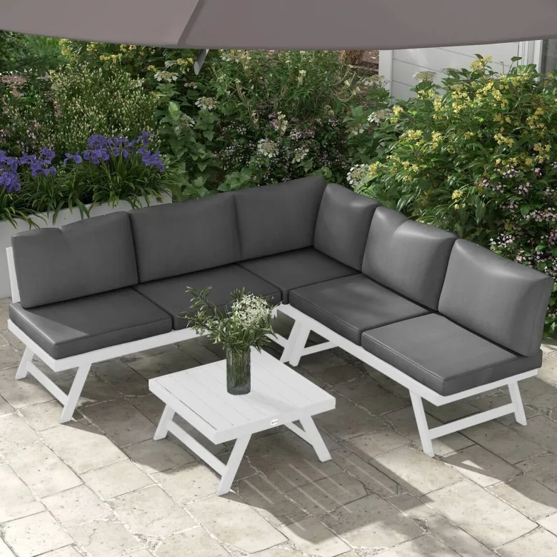 Outsunny Sitzgruppe grau Edelstahl B/H/L: ca. 61x115x65 cm