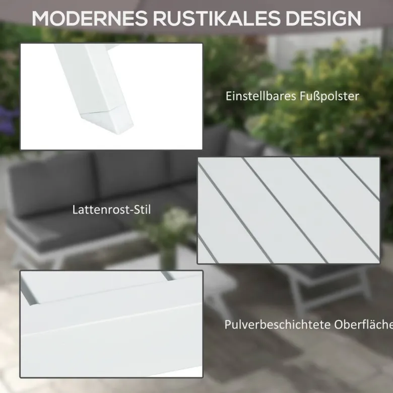Outsunny Sitzgruppe grau Edelstahl B/H/L: ca. 61x115x65 cm