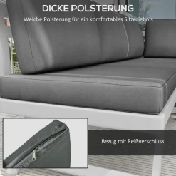 Outsunny Sitzgruppe grau Edelstahl B/H/L: ca. 61x115x65 cm