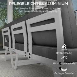 Outsunny Sitzgruppe grau Edelstahl B/H/L: ca. 61x115x65 cm