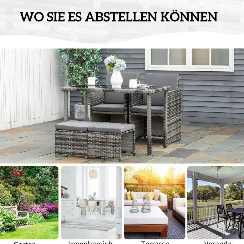 Outsunny Sitzgruppe grau Glas B/H/L: ca. 60x120x72 cm