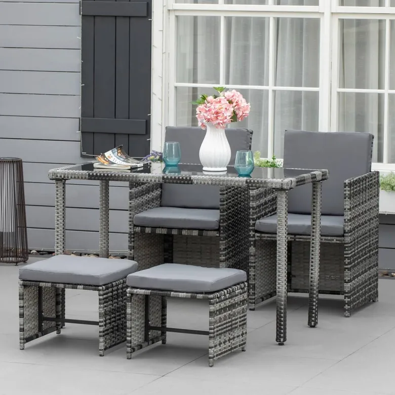 Outsunny Sitzgruppe grau Glas B/H/L: ca. 60x120x72 cm
