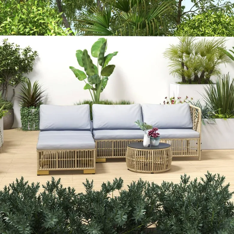 Outsunny Sitzgruppe grau Polyester B/H/L: ca. 73x73x73 cm