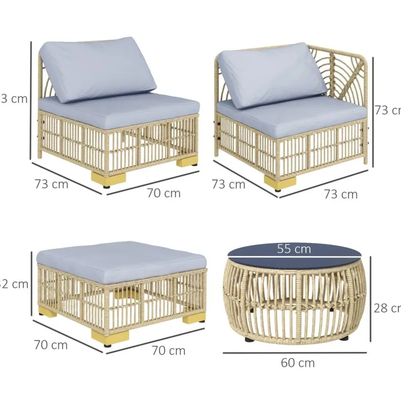 Outsunny Sitzgruppe grau Polyester B/H/L: ca. 73x73x73 cm