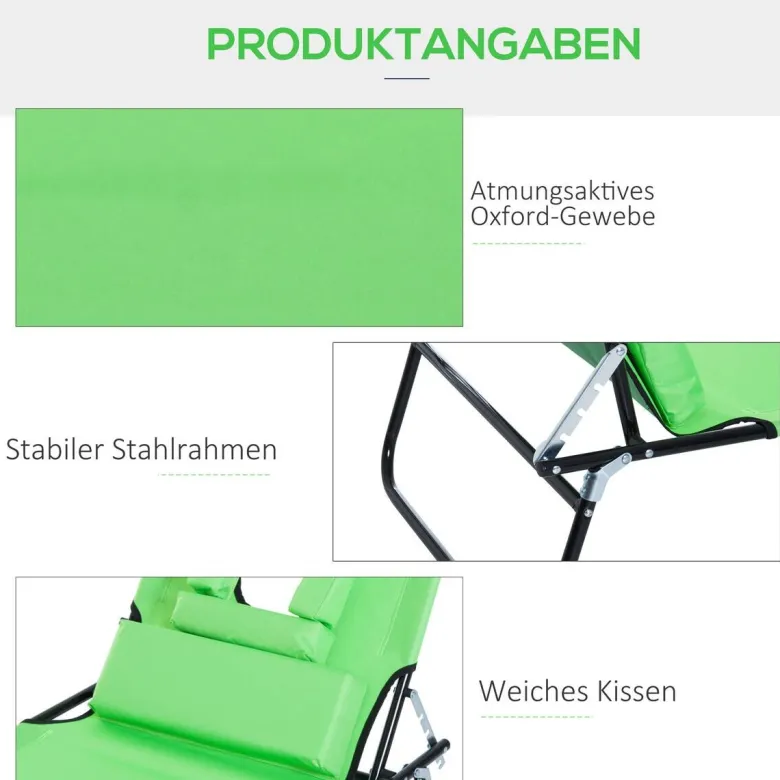 Outsunny Sonnenliege grün Polyester B/H/L: ca. 58x36x187 cm