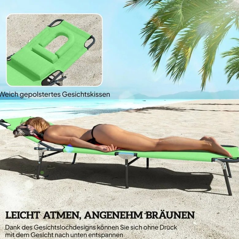 Outsunny Sonnenliege grün Polyester B/H/L: ca. 58x36x187 cm