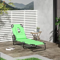 Outsunny Sonnenliege grün Polyester B/H/L: ca. 58x36x187 cm