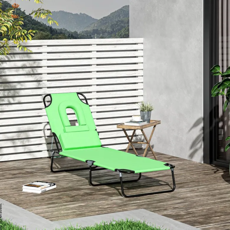 Outsunny Sonnenliege grün Polyester B/H/L: ca. 58x36x187 cm
