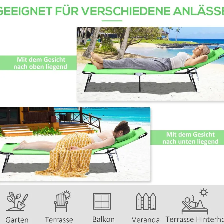Outsunny Sonnenliege grün Polyester B/H/L: ca. 58x36x187 cm
