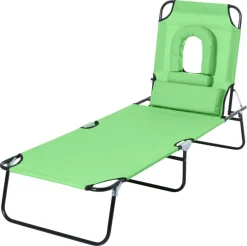 Outsunny Sonnenliege grün Polyester B/H/L: ca. 58x36x187 cm