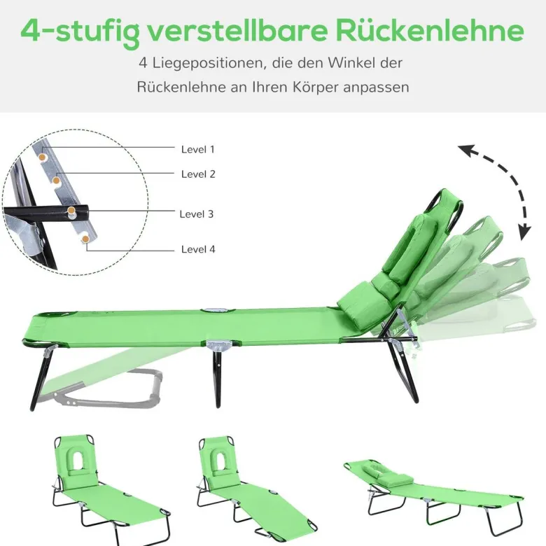 Outsunny Sonnenliege grün Polyester B/H/L: ca. 58x36x187 cm
