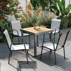 Outsunny Stapelstuhl grau Metall B/H/L: ca. 51x87x69 cm