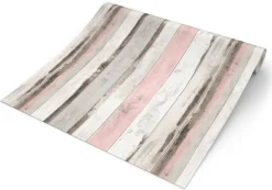 Papiertapete Holzoptik grau rosa B/L: ca. 53x1005 cm