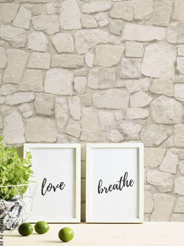 Papiertapete Steinoptik braun beige B/L: ca. 53x1005 cm