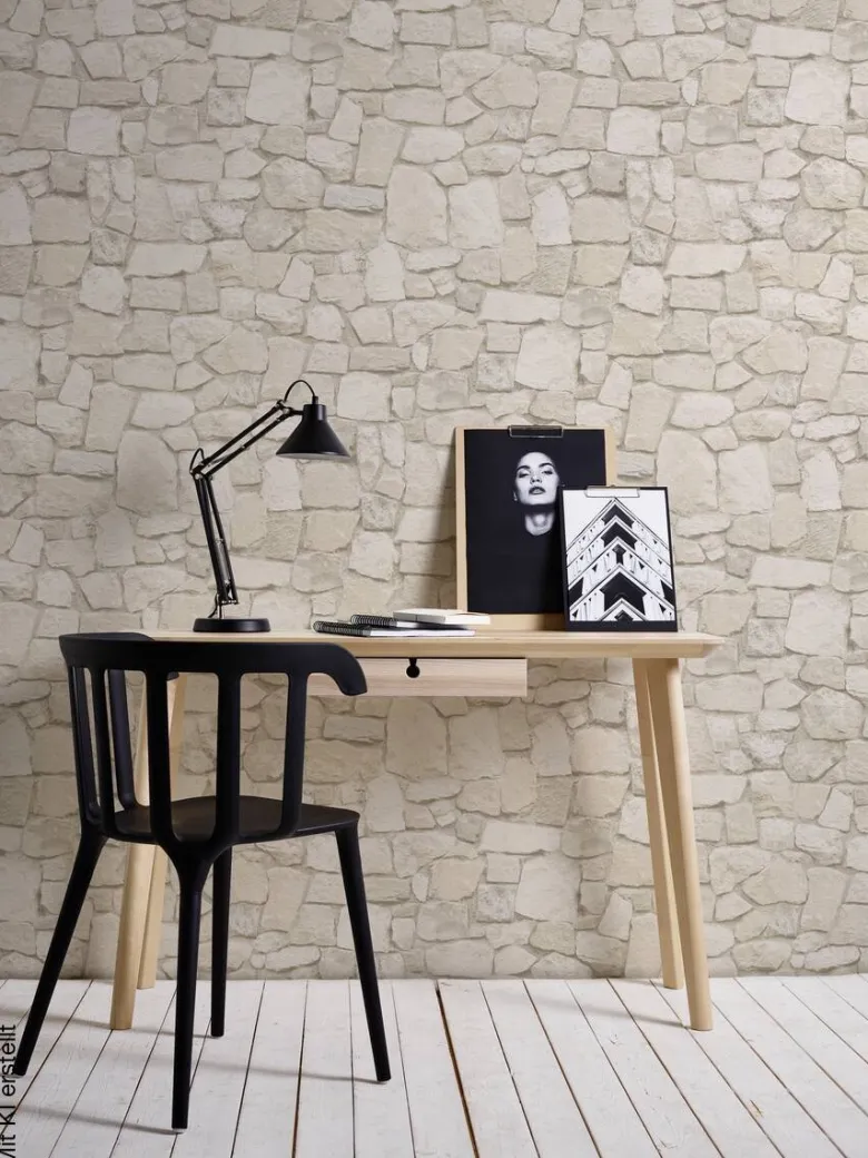 Papiertapete Steinoptik braun beige B/L: ca. 53x1005 cm