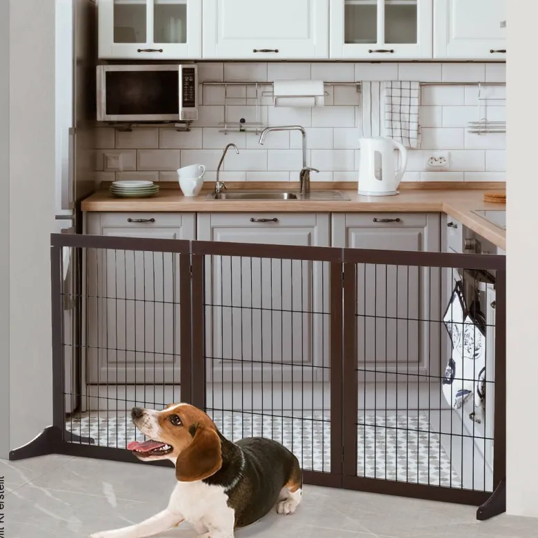 PawHut Absperrgitter braun Kiefer B/H/L: ca. 36x71x185 cm