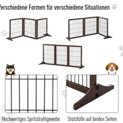 PawHut Absperrgitter braun Kiefer B/H/L: ca. 36x71x185 cm