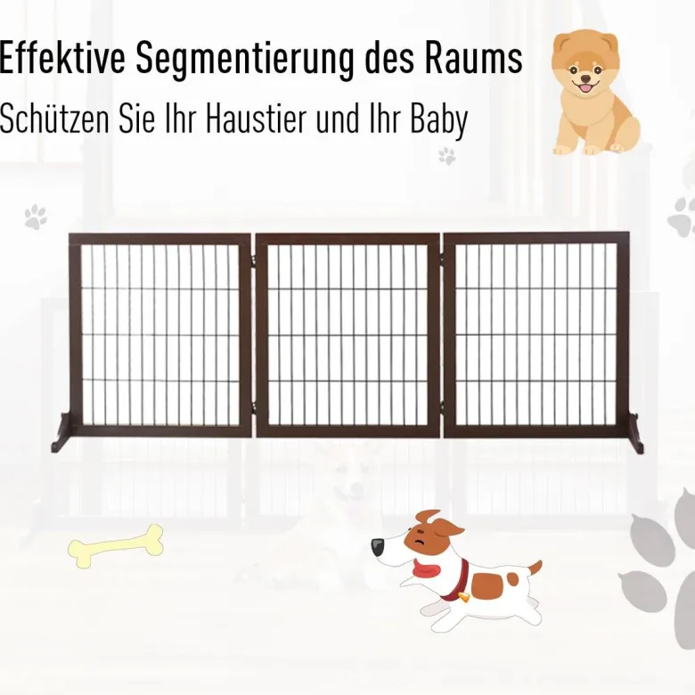 PawHut Absperrgitter braun Kiefer B/H/L: ca. 36x71x185 cm
