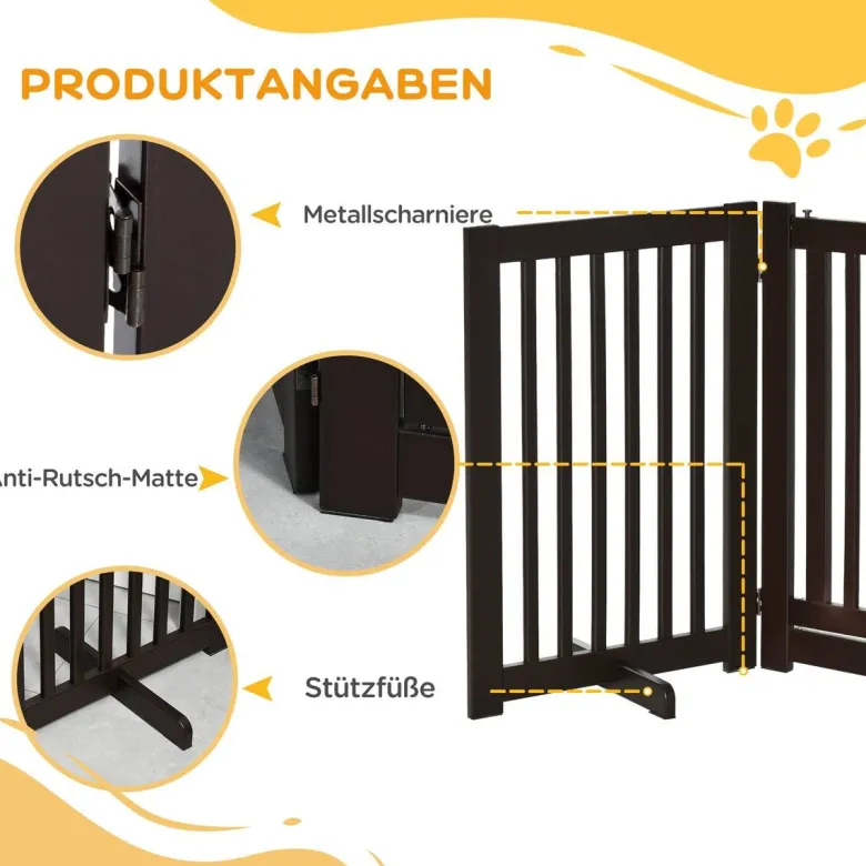 PawHut Absperrgitter dunkelbraun MDF H/L: ca. 76x1,5 cm