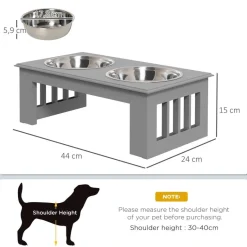 PawHut Futternapf grau MDF B/H/L: ca. 24x15x44 cm