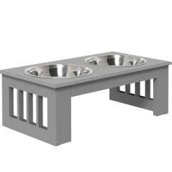 PawHut Futternapf grau MDF B/H/L: ca. 24x15x44 cm