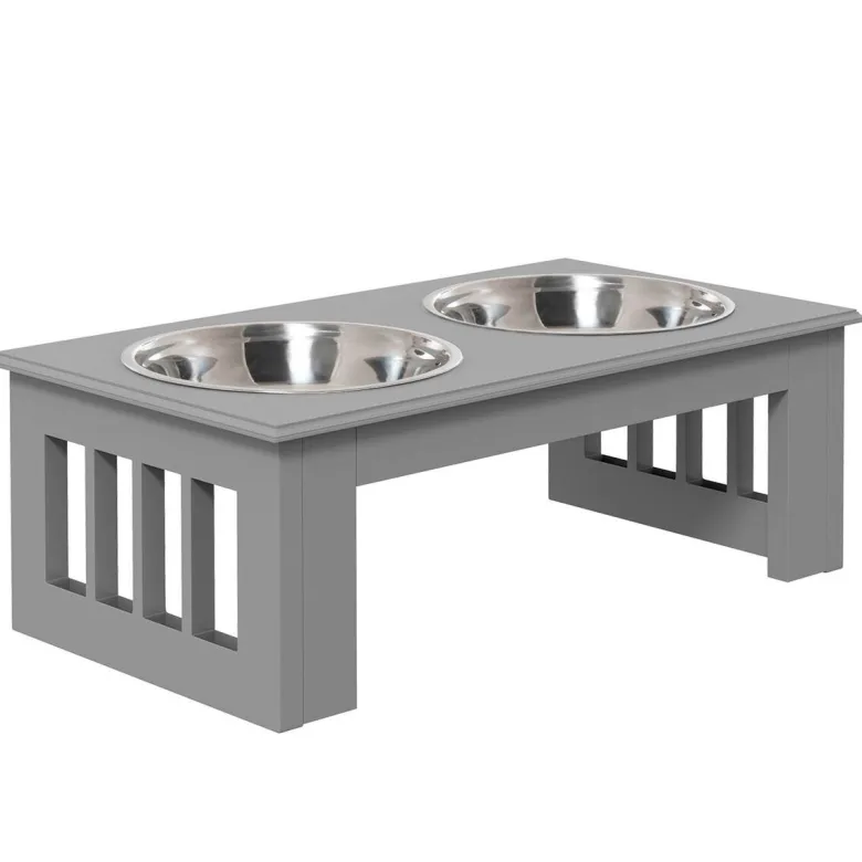 PawHut Futternapf grau MDF B/H/L: ca. 24x15x44 cm