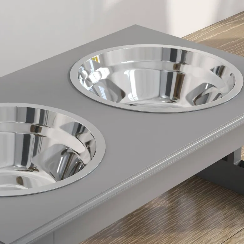PawHut Futternapf grau MDF B/H/L: ca. 24x15x44 cm