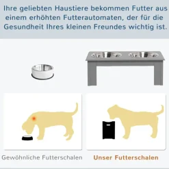 PawHut Futternapf grau MDF B/H/L: ca. 24x15x44 cm