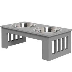 PawHut Futternapf grau MDF B/H/L: ca. 24x15x44 cm