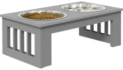 PawHut Futternapf grau MDF B/H/L: ca. 24x15x44 cm
