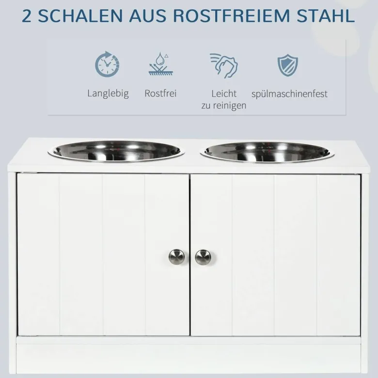 PawHut Futterstation weiß MDF B/H/L: ca. 30x35,5x60 cm