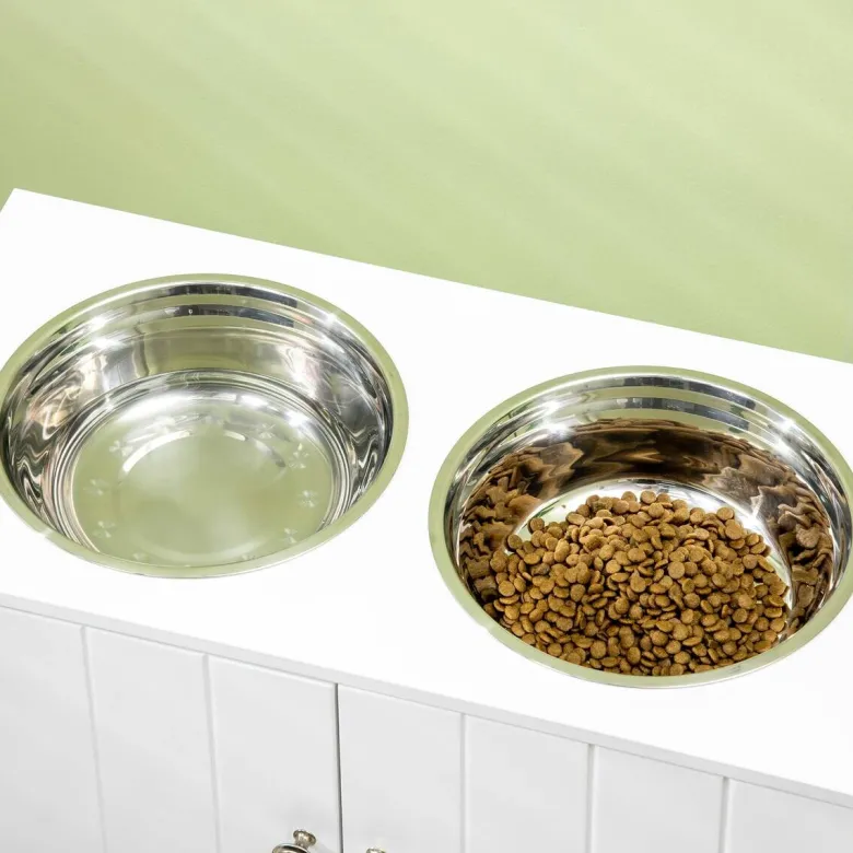 PawHut Futterstation weiß MDF B/H/L: ca. 30x35,5x60 cm