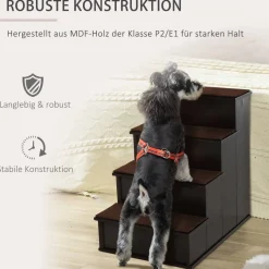 PawHut Haustiertreppe dunkelbraun MDF B/H/L: ca. 40x54,2x59 cm