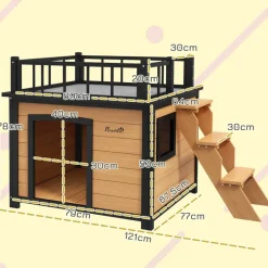 PawHut Hundehütte gelb Holz B/H/L: ca. 77x78x121 cm