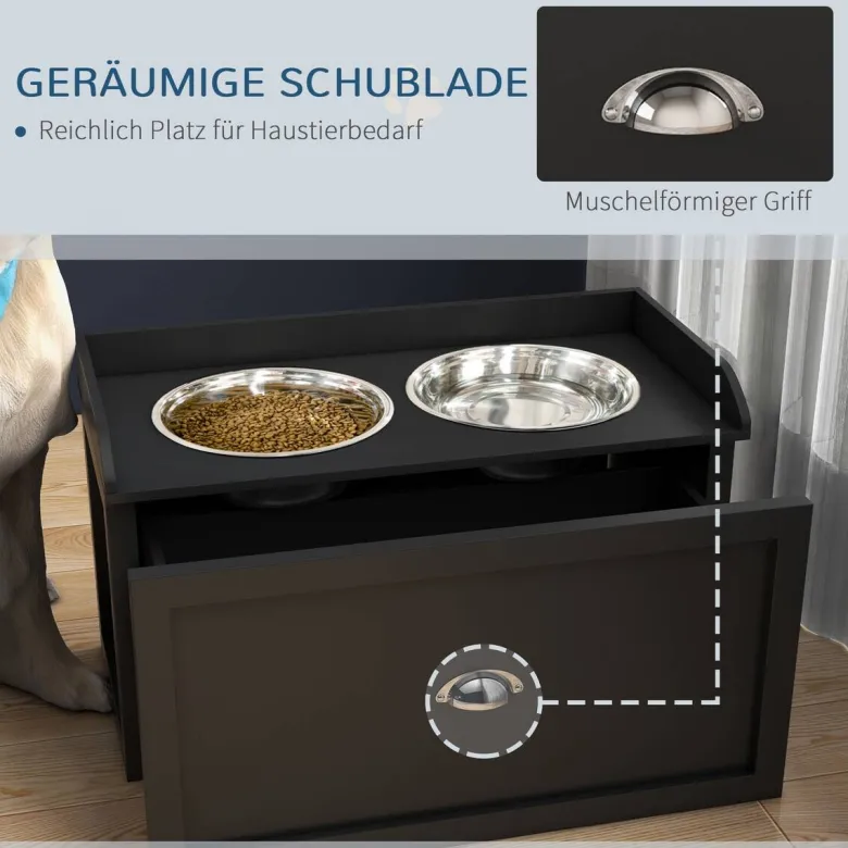 PawHut Hundenapf schwarz Edelstahl B/H/L: ca. 30x36x60 cm