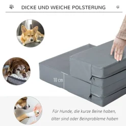 PawHut Hundetreppe grau Kunstleder B/H/L: ca. 39x20x42 cm
